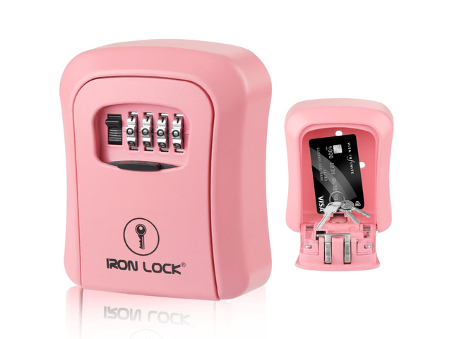 Medium Wall Mount Combination Key Lock Box, Outdoor (Pink) Screw-in wall mount (4 screws + 4 anchors) not magnetic, does not hang;...