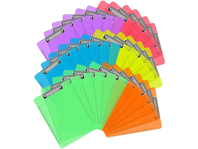 36 Pack Plastic Clipboards, Low Profile Clip, Letter Size, 6 Colors Clear Colored Clipboards, 12.5 x 9 Inch, Fit 8.5x11 Letter Size Paper, Office,...