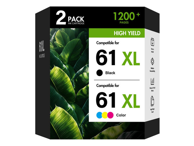 61XL 61 4500 5530 Ink Cartridge for HP Printers Black and Color Combo Pack Replacement for HP61 Ink 61 XL for HP Envy 4500 5530 4502 OfficeJet 4630...