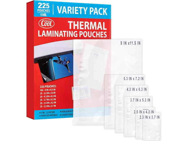 5 Mil Thermal Laminating Sheets Pouches 225ct for Laminator Thermal Laminating Pouches for Letter Size Document, for Office, Classroom and School...