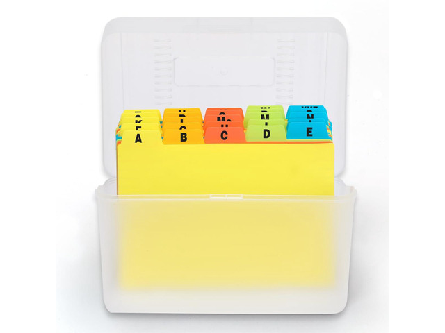 Index Card Holder 4x6 Inches with 25 Plastic Dividers, Clear