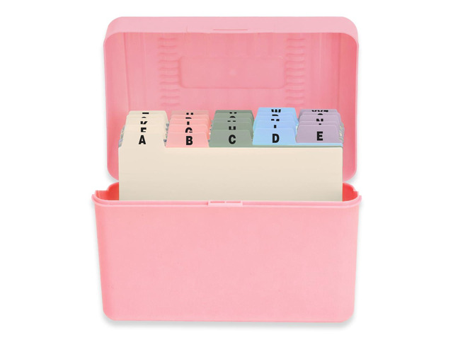 Index Card Holder 4x6 Inches with 25 Plastic Dividers, Light Pink