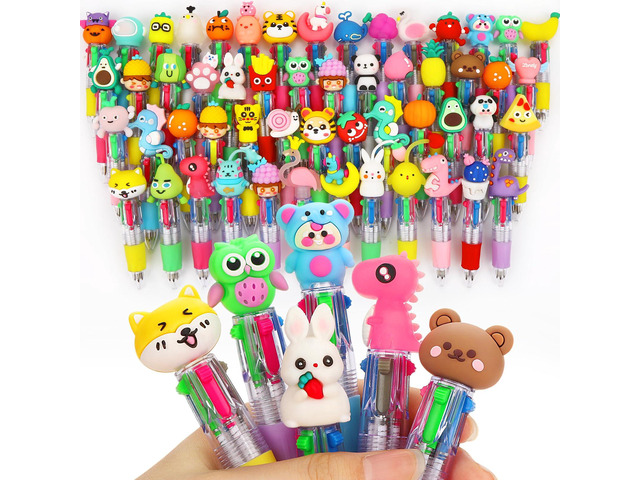 60Pcs Multicolor 4-in-1 Pens for Classroom Prizes, Teacher School Supplies 0.5mm Cute Kawaii Ballpoint Pens, Bulk Gifts for Back to School, Teacher...