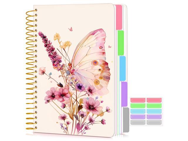 5 Subject Notebook College Ruled 240 Pages, A5(5.8'x8.3') Hardcover Spiral Notebook with Removable Dividers Tabs, Lined Spiral Journal Notebook for...