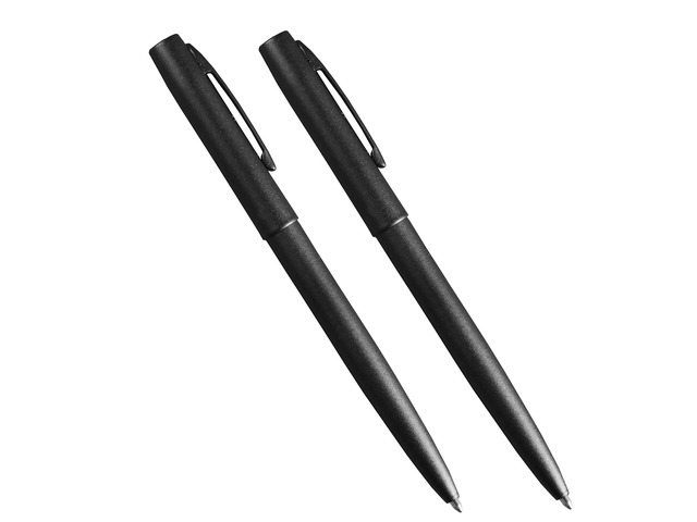 Weatherproof Black Metal Clicker Pen, Black Ink, 2 Pack (No. 97-2)