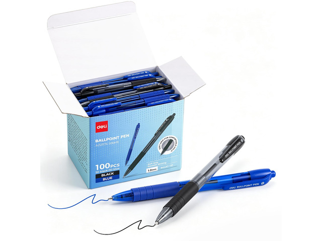 Pens Bulk, Pens Ballpoint 1.0MM,50 Pack Black Ink & 50 Pack Blue Ink Medium Point, Smooth Writing Retractable Pens with Soft Grip, No Bleed, Fast...