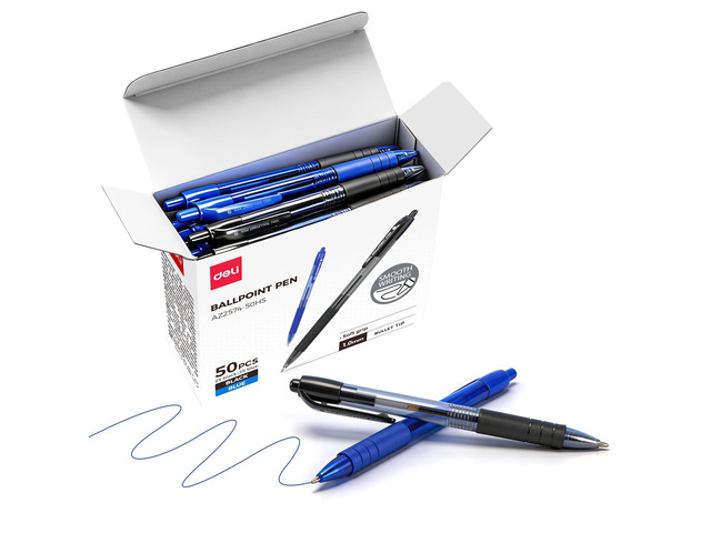 Pens Bulk, Ballpoint Pens 1.0MM, 25 Pack Black Ink & 25 Pack Blue Ink Medium Point, Smooth Writing Retractable Pen with Soft Grip, No Bleed,Fast...
