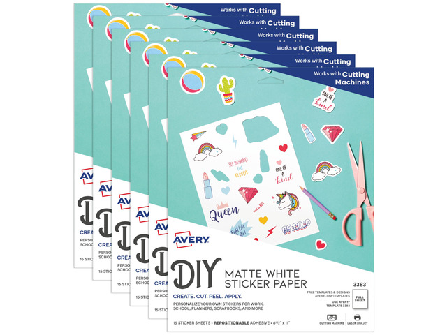 Printable Sticker Paper, 8.5' x 11', Matte White, Repositionable Adhesive, Laser/Inkjet Compatible, 90 Full-Size Label Sheets, Great for Product...