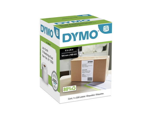 Authentic LW Extra-Large Shipping Labels, for LabelWriter 5XL and 4XL Label Printers Only, 4' x 6', White, 1 Roll of 220