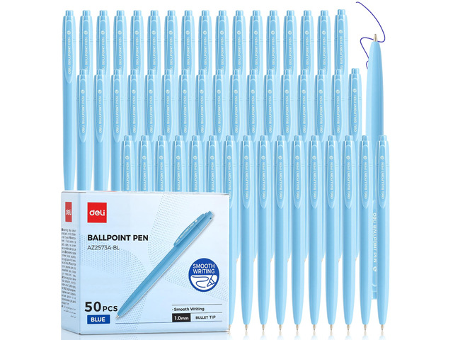 Pens Bulk, 50 Pack Pens Ballpoint, 1.0MM Blue Ink Pens Retractable,Smooth Writing, No Bleed, Comfortable Grip for Home, Office & School Use