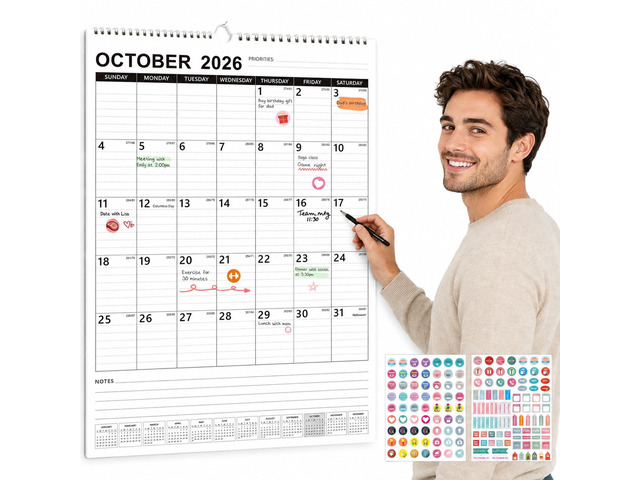 Large Wall Calendar 2027-2028 Hanging Calendar Oct 2026 - Jun 2028 15'x22' 21 Month Extra Large Layout, Spacious Lined Blocks, 120 GSM Thick Paper,...