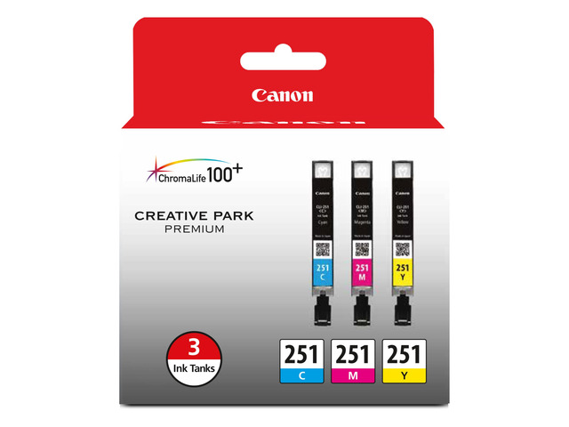 CLI-251 Genuine Three Color Multi Pack, Compatible with MG6320, iP7220 & MG5420, MX922, MG7120, MG6420, MG5520, iX6820, iP8720, MG7520, MG6620, and...