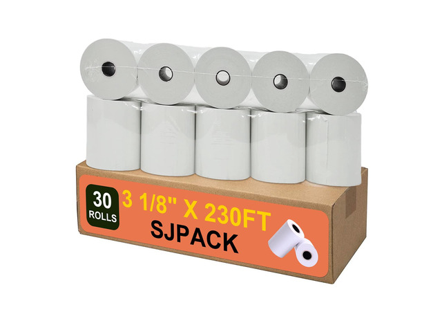 30 Rolls Thermal Paper 3 1/8 x 230ft Pos Receipt Paper, Cash Register Roll T-20 T-90 SRP-350 370