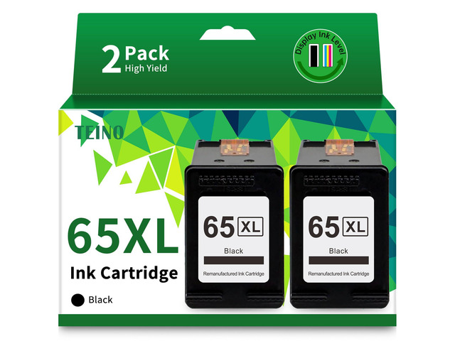 Remanufactured 65XL 65 Black Ink Cartridge Replaced for HP Ink 65 2P High-Yield 65XL Black Ink Cartridge for HP Printers Envy 5055 5000 5052...