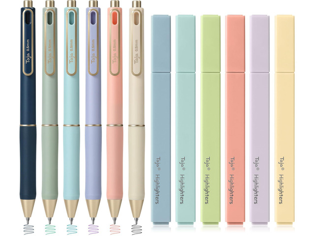 12 Pack Bible Highlighters and Pens Set, No Bleed and Quick-Drying 6 Pastel Chisel Tip Highlighters and 6 Multicolor Ink Pens for Bible Study,...