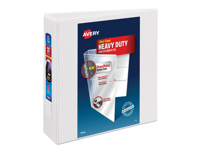 Heavy-Duty View 3 Ring Binder, 3' One Touch Slant Rings, White, Perfect Trading Card Binder (79793)