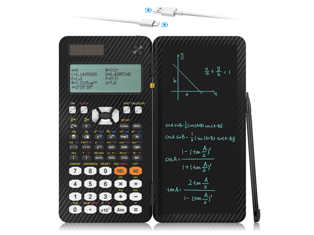 Scientific Calculators with Notepad for Students, 552 Functions, Type-C Rechargeable Solar Math Calculator, 5-Line DisplaySchool Supplies for...