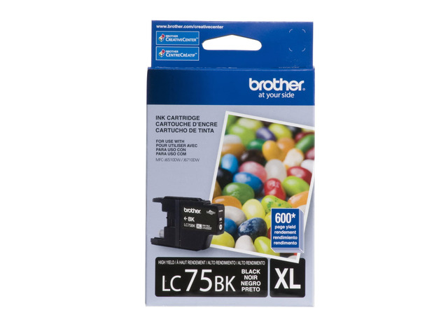 Genuine High Yield Black Ink Cartridge, LC75BK, Replacement Black Ink, Page Yield Up to 600 Pages, LC75