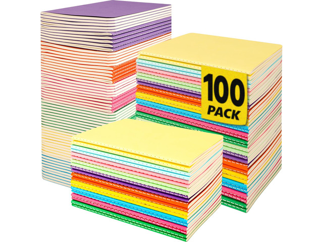 100 Pack Small Mini Notebook Bulk, 3.5x5.5 Lined Pocket Notebook with Colored Cover, 10 Colors 24 Sheets (48 Pages) Small Journals for Traveler,...