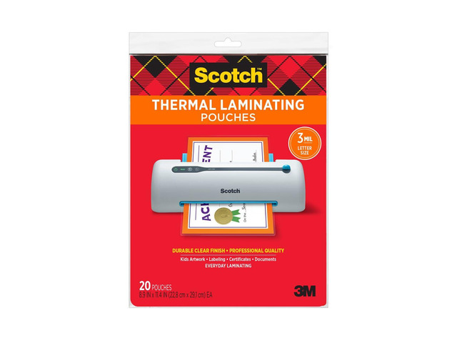 Matte Thermal Laminating Pouches, Letter Size 8.9 in x 11.4 in 20-pack, Ultra Clear with Matte Finish