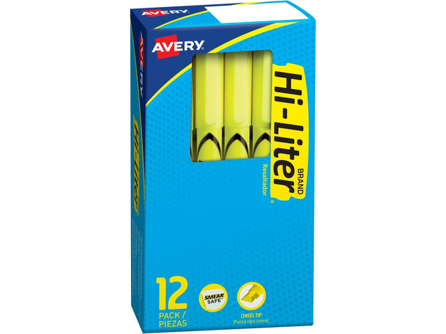 Hi-Liter Pen-Style Highlighters, Smear Safe Ink, Chisel Tip, 12 Fluorescent Yellow Highlighters (23591) (Pack of 6)
