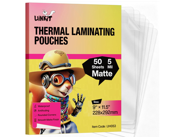 5mil Thick Matte Thermal Laminating Pouches Letter Size Matte Finish 50Packs Large Package Fitted for Laminating Sheets 9 x 11.5 Inches