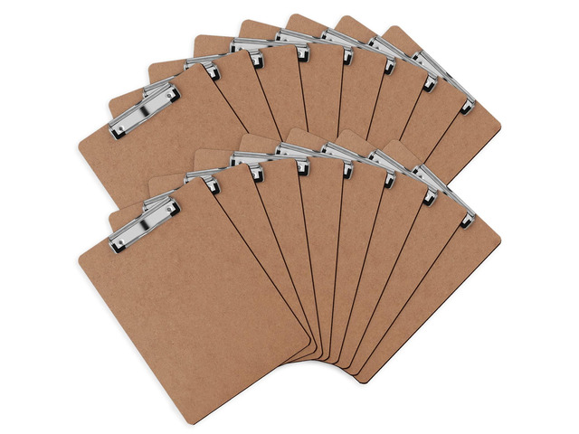 16 Pack Hardboard Clipboards, Low Profile Clip, A4 Letter Size Wood Clipboards, 12.5 x 9 Inch Clip Boards, Fit 8.5x11 Letter Size Paper, Office,...