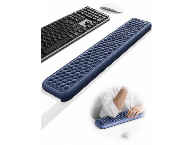 Ergonomic Full-Length L-Shaped Elbow Rest Pad, Desk Edge Pad, Blue Soft Memory Foam Supports Elbow and Forearm, Desk Edge Cushion for Keyboard,...