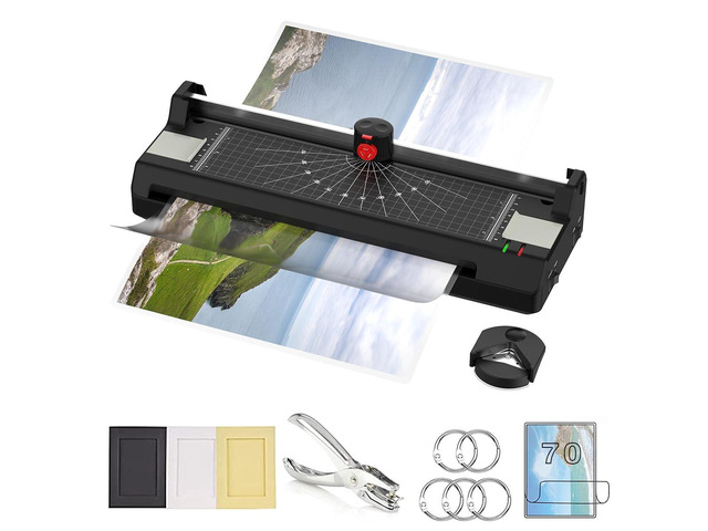 A3/A4/A6 Laminator Machine, YE381 Thermal Laminating Machine for Home Office School Use with 70 Laminating Pouches, Bulit in Paper Trimmer and...