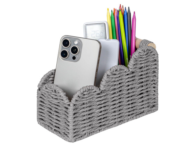 Bedside Table Desk Organizer Caddy, Remote Pen & Pencil Holder Cup Makeup Brush Holder w/Scalloped Perfect for Home, Office Desk, Living Room Table...
