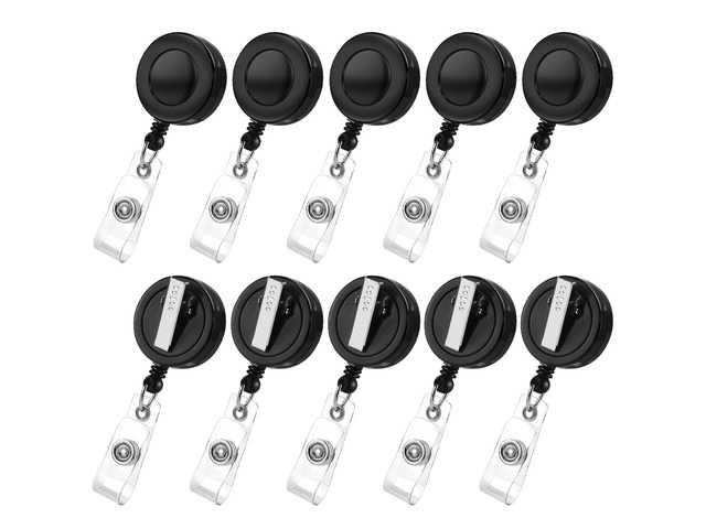 30 Pack Badge Reels Retractable with Swivel Alligator Clip Retractable Badge Holder Reel Clips for Teachers, Students, Office Workers (Black)