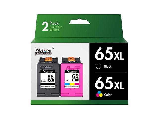 65XL Ink Replaced for HP 65 Ink Cartridges Black/Color Combo Pack 2-Pack for HP Envy 5055 Ink Cartridges Envy 5052 5058 for HP Deskjet 3755 Ink...