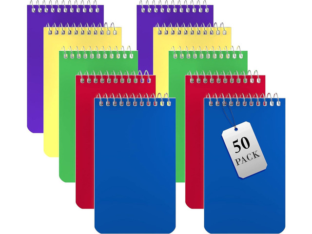 Small Notebooks, Spiral Notepads 3x5 - (Bulk Pack of 50) Pocket Notebook, Memo Pads For Home, Office, College, School - Lined College Ruled Paper -...