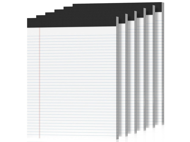 6 Pack Legal Pads 8.5 x 11 College Ruled 300 Sheets Note Pads 8.5 x 11 Notepads Perforated Writing Pads 8.5 x 11 Pads of Paper Lined White Paper,...