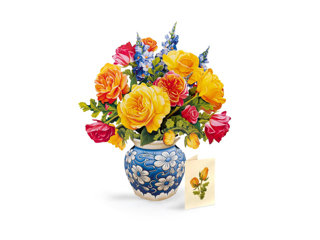 Sorbet Roses 13 Inch Life-Sized 3D Pop Up Card Greeting Card, Birthday, Thank You, Anniversary, Gifts for Mom and Her Includes Notecard and Envelope