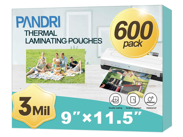 600 Pack Clear Thermal Laminating Sheets, 9 x 11.5-Inch, 3 Mil Plastic Laminator Sheet, Fits 8.5 x 11 inch Paper Size, Clear, Round Corner, Thermal...
