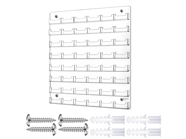 Acrylic Business Card Holder Wall Mount Office, 48 Pockets Clear Sticker Display Rack, Multiple Card Holder, Acrylic Organizing Display Stand, Pre...