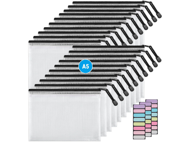 A5 Mesh Zipper Pouches, 6x9inch Pencil Pouches for School, 20 Pack Durable Mesh Zipper Pouches, Waterproof Zipper Reusable Pouch for Office...