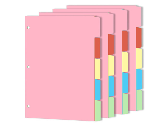 Binder Dividers for 3 Ring Binder, 1/5 Cut Tabs, Letter Size Blank Dividers Write On Page with 5 Big Tabs for School Office Home, 4 Sets, 20...