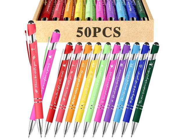 Christian Ballpoint Pens with stylus tips, Inspirational Bible Verse Pens Bulk Christian Gifts for Women & Men Office Pens 50-Pack