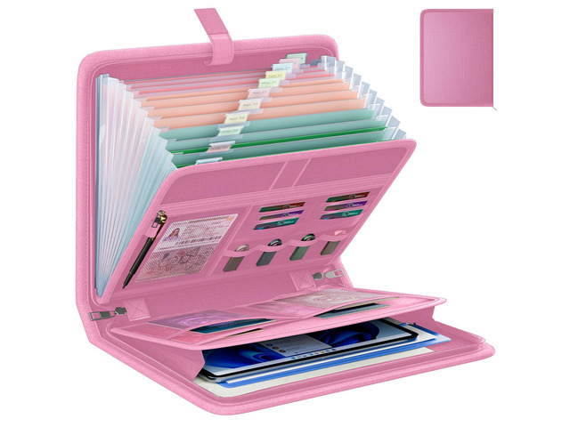 Fireproof Accordion File Organizer, Expanding File Folder with 13 Pockets Portable Document Organizer with Waterproof Zipper & Labels, File...