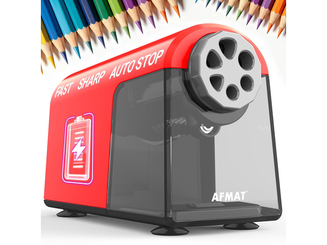 Electric Pencil Sharpener Heavy Duty, 6 Holes, Cordless & Rechargeable, Fast Sharpen, Auto Stop, 10K+ Uses, Classroom Pencil Sharpener for 6-11mm...