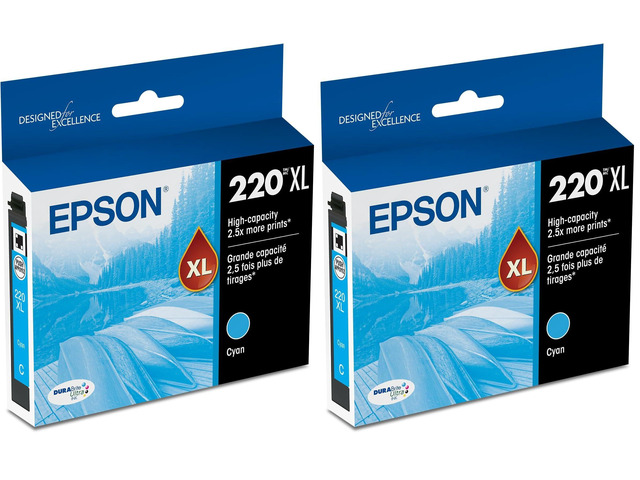 T220 DURABrite Ultra -Ink High Capacity Cyan -Cartridge (T220XL220-S) for Select Expression and Workforce Printers (Pack of 2)