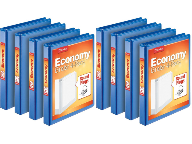 Economy 3 Ring Binder, 1 Inch, Presentation View, Blue, Holds 225 Sheets, Nonstick, PVC Free, 4 Pack of Binders (79511), (Pack of 2)