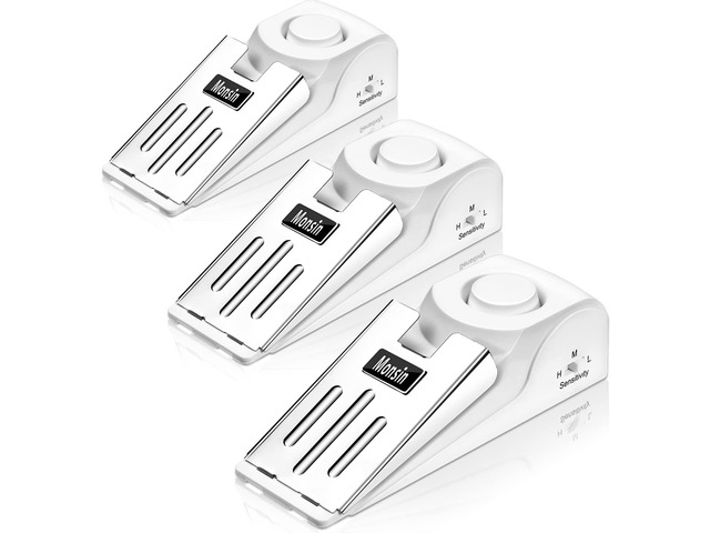 Door Stop Alarm, Door Stopper with 120DB Security Alarm, Floor Wedge Doorstop for Travel Apartment Home House (Pack of 3)