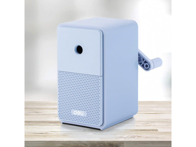 Manual Pencil Sharpener, Blue Auto-in Hand Crank Pencil Sharpener with Adjustable Point for Colored Pencils, Students, Kids, Classroom, Home, Office