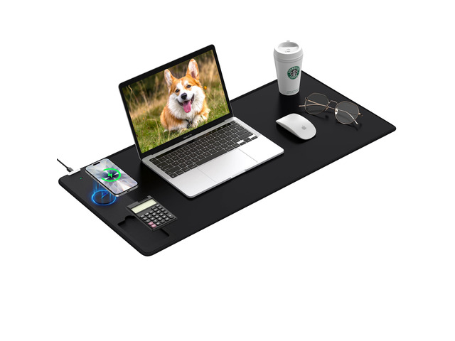 Mouse Pad 31.5x15.75 Inch with Calculator, 15W Magnetic Wireless Charging Desk Mat, XXL Desk Pad, Home Office Large Keyboard Pad with Ultra-Smooth...