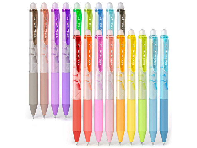 Retractable Erasable Gel Pen, Fine Point, 0.7mm, 18 Colors Make Mistakes Disappear, Vibrant Assorted Color Erasable Pens for Writing, Planners &...