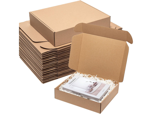 Brown Shipping Boxes 13x11x3' 25 Pack Corrugated Cardboard Mailers Kraft Medium Literature Mailer Packaging Supplies, Mailing Boxes for Small Business