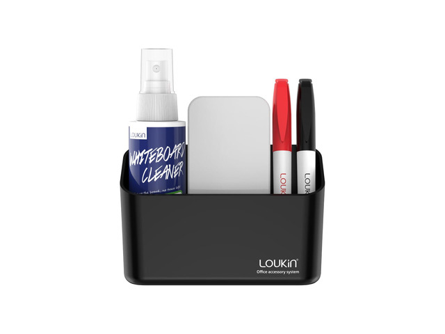 Magnetic Marker Holder Set, Whiteboard Accessory Tray Set, Black All-In-One Set, 5.3' × 2.2', Holds 1 Eraser & 8 Markers, Supports 3.3 lb, 2...